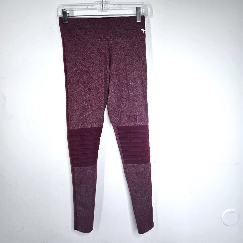 Victoria's Secret PINK Heathered Burgundy Red Leggings Yoga High Waisted